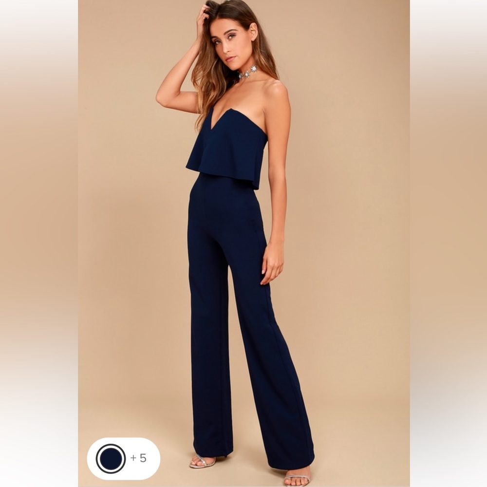 Lulus Blue Strapless Jumpsuit